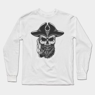 pirate hipster skull Long Sleeve T-Shirt